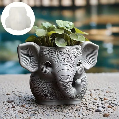Elephant Silicone Mold | 10cm Mandala Pattern Candle Wax Planter Brush Holder