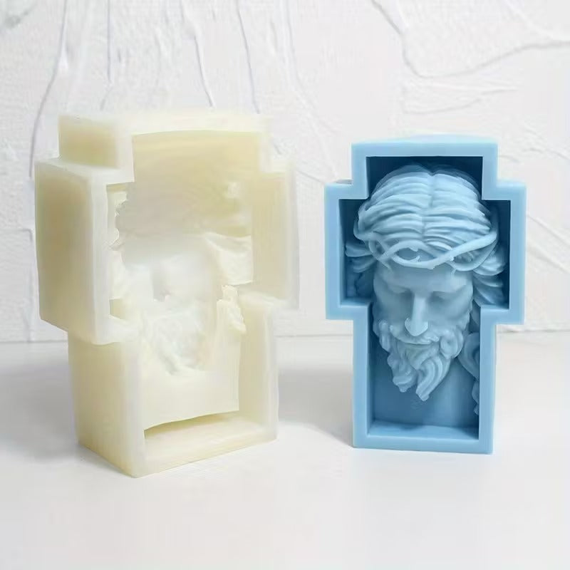 Bloom Creations Jesus Christ Silicone Mold for Candle Making, Soap Crafting, Resin Art, Plaster Ornaments, DIY Religious Decor, Cross Shaped Mould for Home & Gifting