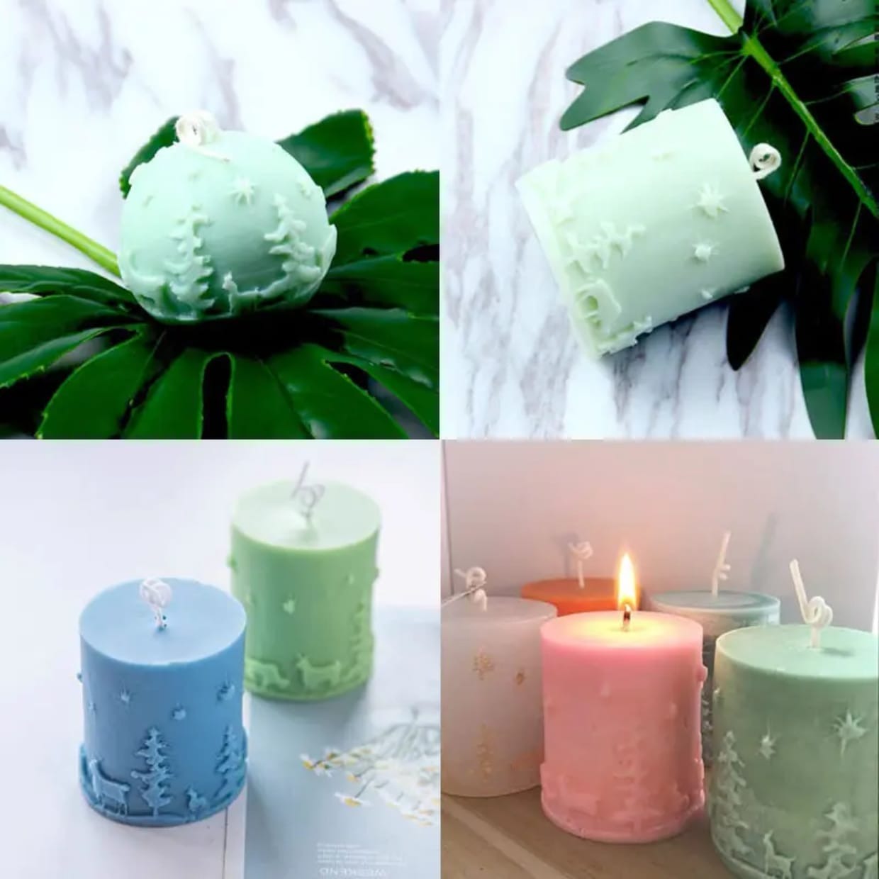 Christmas Silicone Candle Mould | Pillar & Round Style | Festive Mould