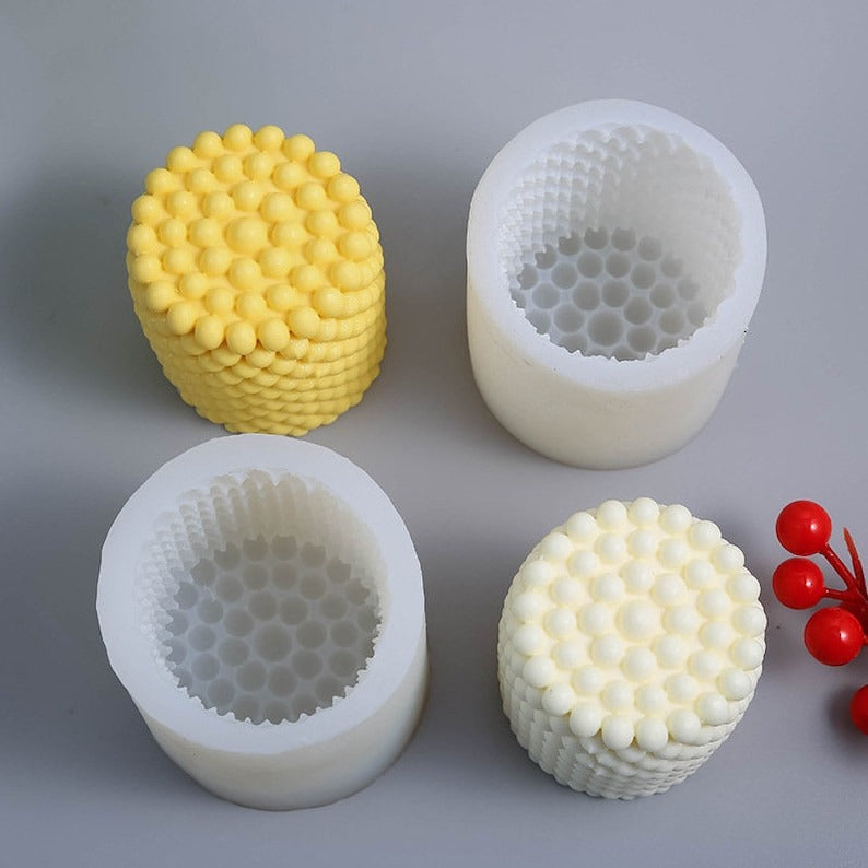 Bubble Ball Pillar Silicone Candle Mould | 6.5cm × 7.5cm Round Candle Mould