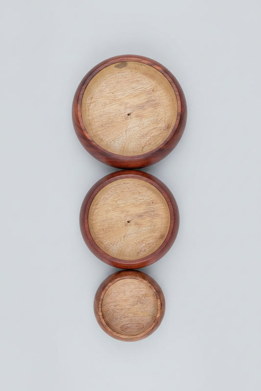 Round curve wooden bowl for candle making — premium vessel for soy candles