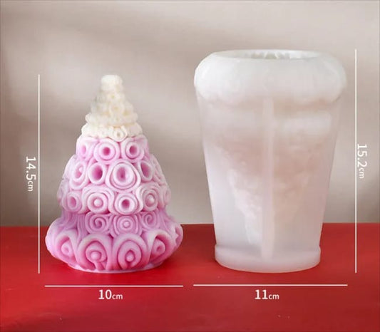 Colored Christmas tree silicone candle mold for festive holiday candles