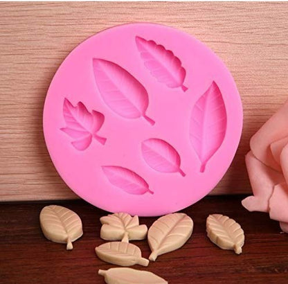 6 Cavity Tree Leaf Silicone Fondant Mould Leaves for Baking Chocolate Forest Leaves Cake Decoration Cupcake Topper Candy Mold Sugar Craft Gumpaste Polymer Clay Wax Soap Resin Candle Mold