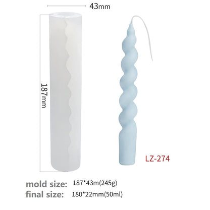 Twisted Taper Candle Mold I 3D Spiral Long Cylinder Silicone Epoxy Mould