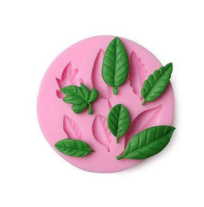 6-cavity tree leaf silicone fondant mould for cake, chocolate, candle, and resin crafts