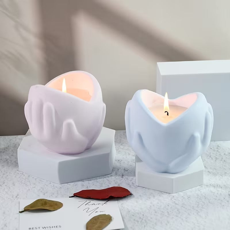 Heart Hands Candle Mold Silicone for DIY Crafting, Handmade Soap Making, Resin Art, Aromatherapy Wax, Home Decor & Gifting Projects