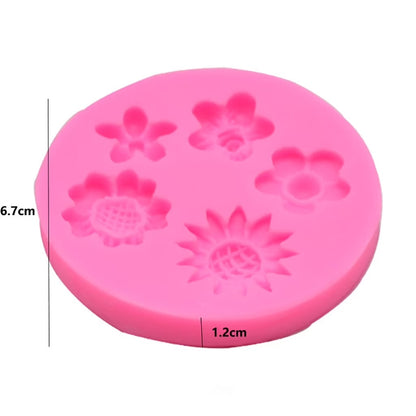 Mixed Flower Silicone Mold – dimensions 6.7cm diameter x 1.2cm depth