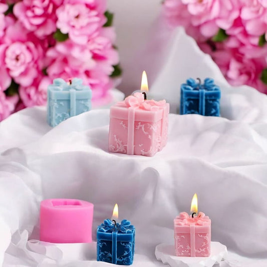 Gift box silicone mold for decorative candles, soap, and resin storage boxes