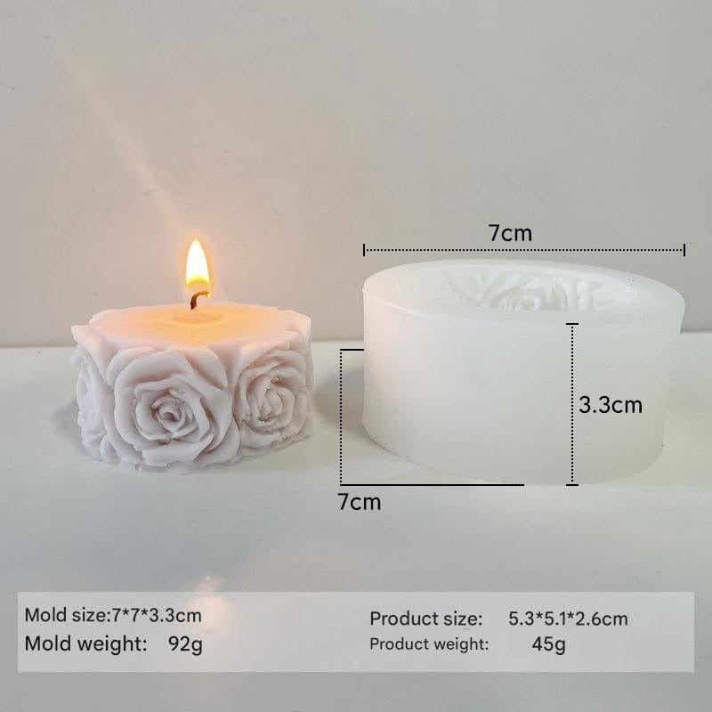 3D Rose Flower Pillar Silicone Candle & Soap Mould | Floral Pillar Mould