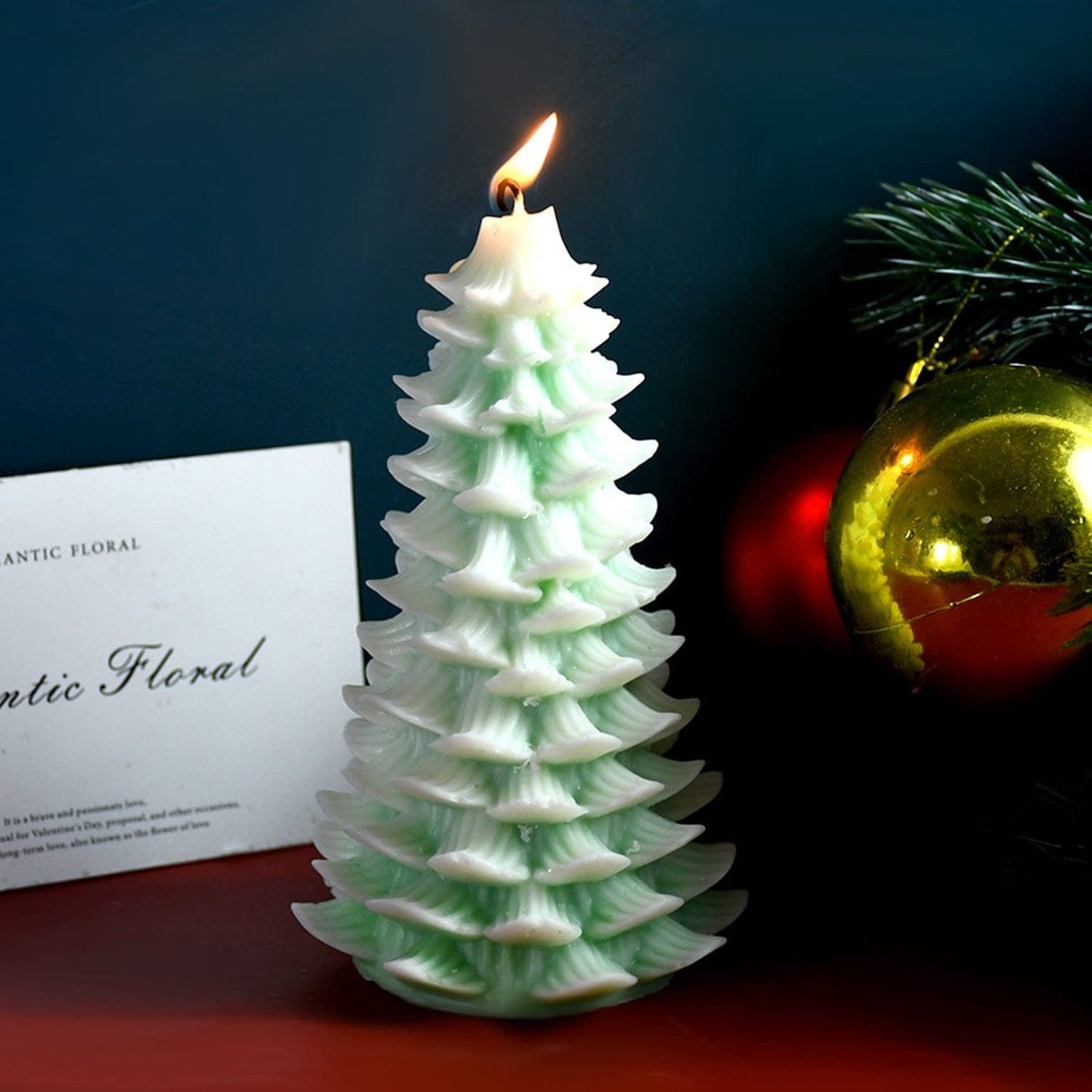 Christmas tree silicone candle mould — alternate angle view