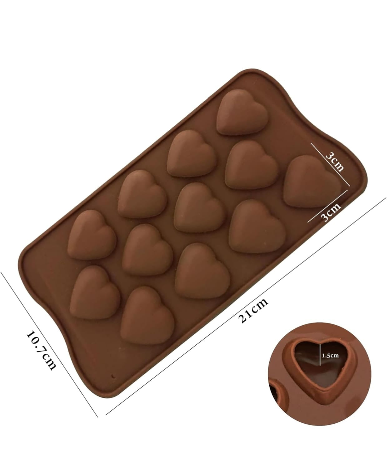 12 Cavity 3D Heart Shape Chocolate Mold