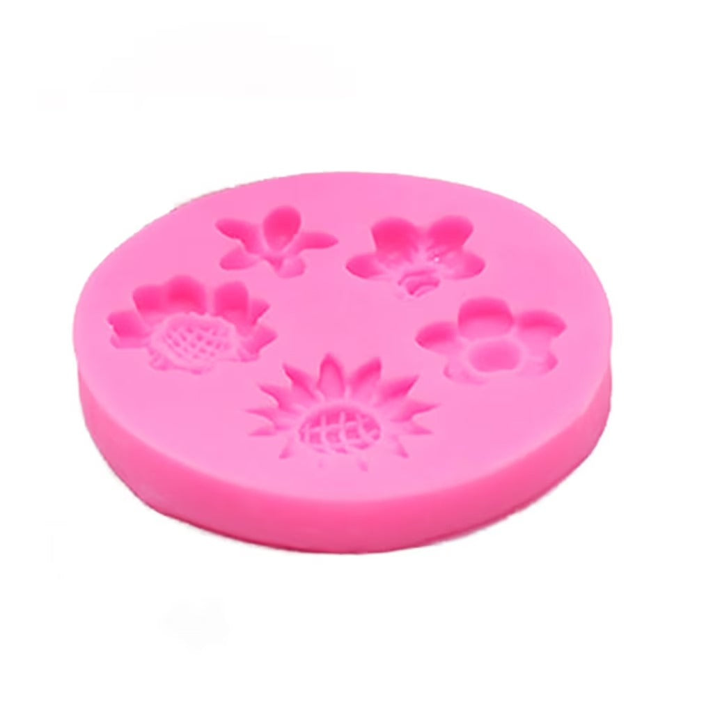 Mixed Flower Silicone Mold – top view showing all 5 flower cavity designs