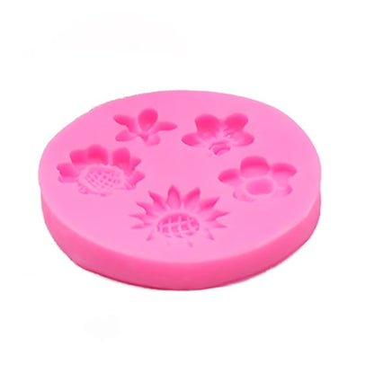 Mixed Flower Silicone Mold – top view showing all 5 flower cavity designs