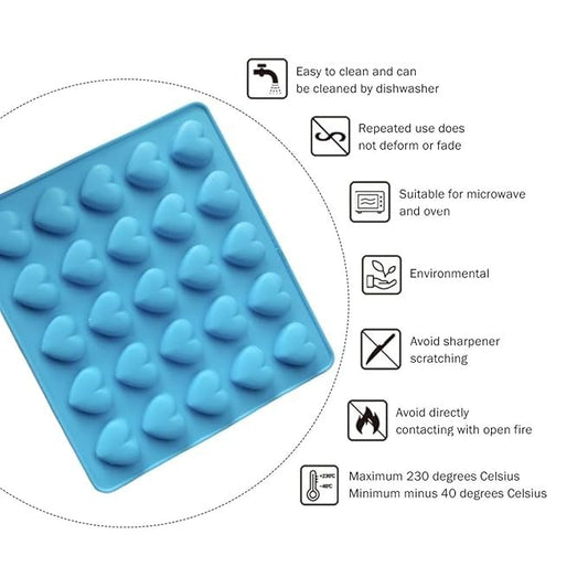 25 Cavity Heart Silicone Chocolate Mould Valentine's Day Heart Silicone Molds Candy Mold for Jelly Homemade Treats Candy Candle Lacquer Seal Making Supplies Couple Gifts