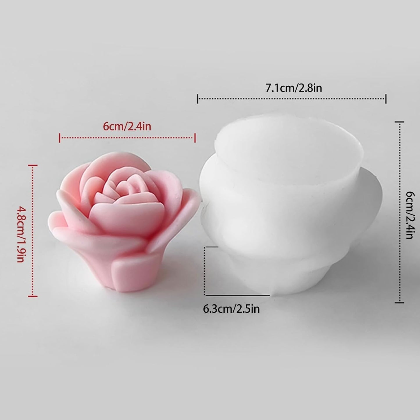 Candle Mold I 3D Fondant Rose Flower Shape Silicone Scented Wax Mould I for DIY Handmade Ornament Cake Décor Aromatherapy Polymer Clay Soap Plaster Resin Art Craft Making Home Decoration