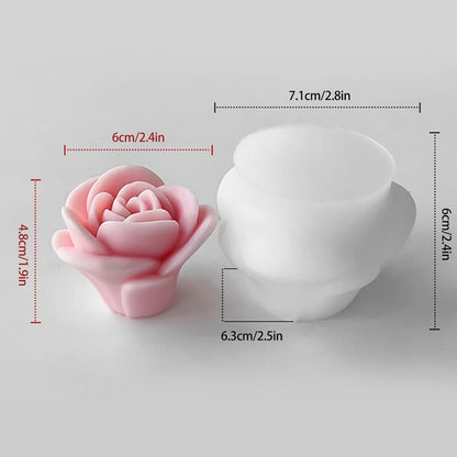 Candle Mold I 3D Fondant Rose Flower Shape Silicone Scented Wax Mould I for DIY Handmade Ornament Cake Décor Aromatherapy Polymer Clay Soap Plaster Resin Art Craft Making Home Decoration