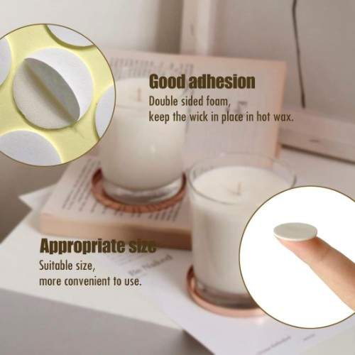 Candle Wick Stickers I for Candle Making I Adhere Steady in Hot Wax Double-Sided Sticky Glue Dots I Centering Stickers I Heat Resistance I Candle Making Supplies (20 X 2 MM, 60)