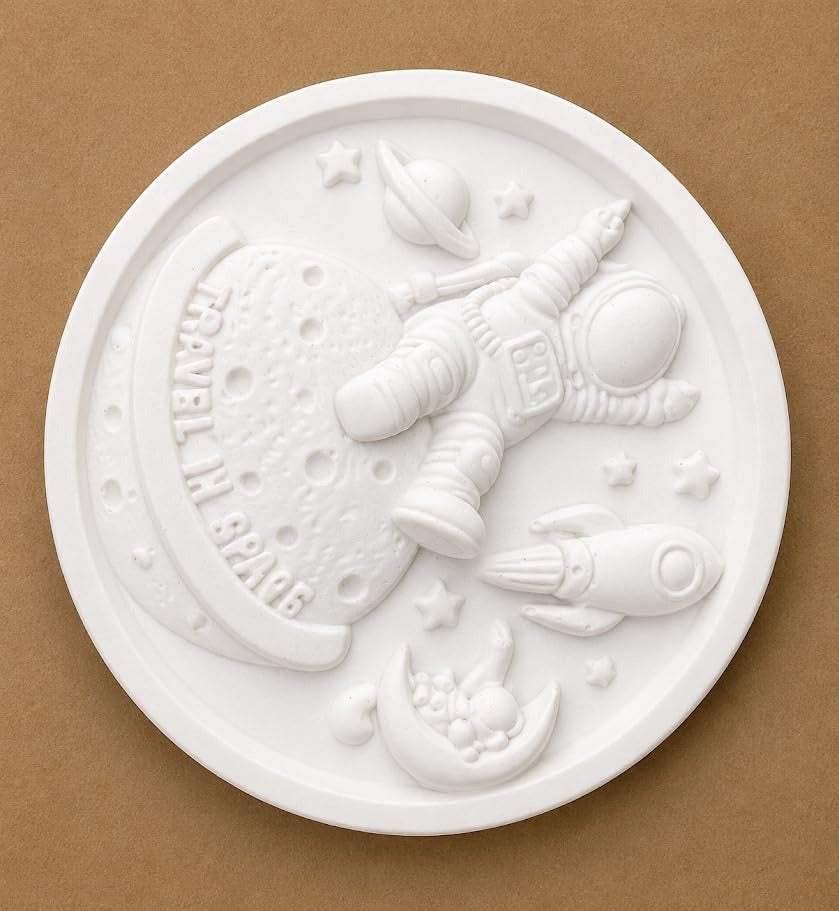 Cast result from Travel in Space mold – white plaster finish