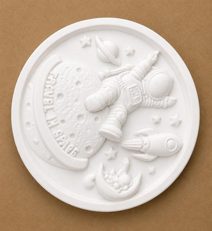 Cast result from Travel in Space mold – white plaster finish