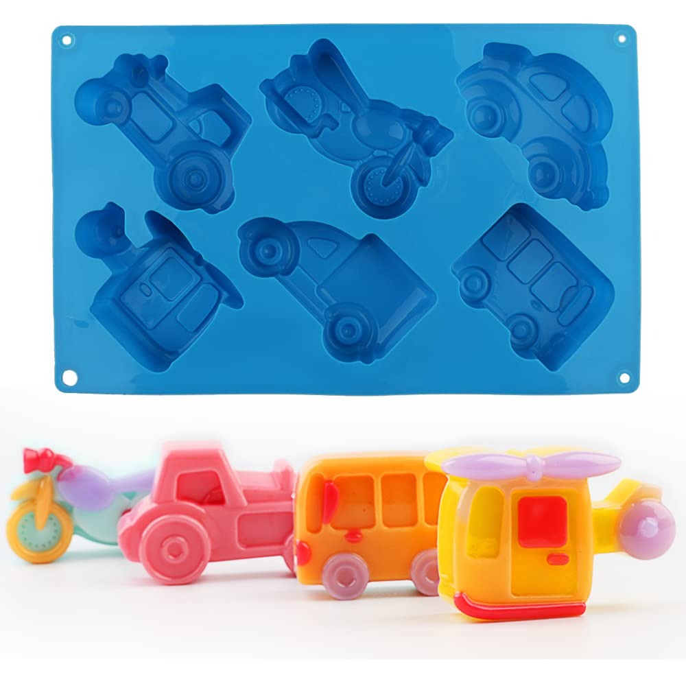 Bloom Creations Silicone Vehicle Mold for Cake, Chocolate, Jelly, Ice Cubes & Soap Making | Food-Grade Non-Stick Blue Mould for Kids' Parties & DIY Crafts | Durable & Flexible Baking Accessory