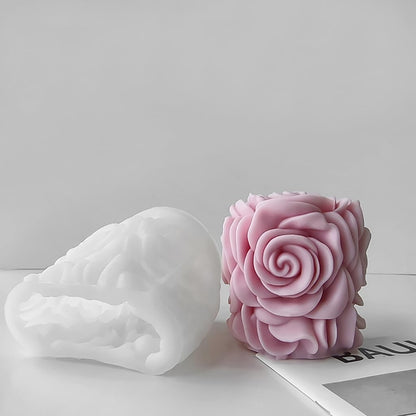Rose flower pillar silicone candle mold for aromatherapy festive candles