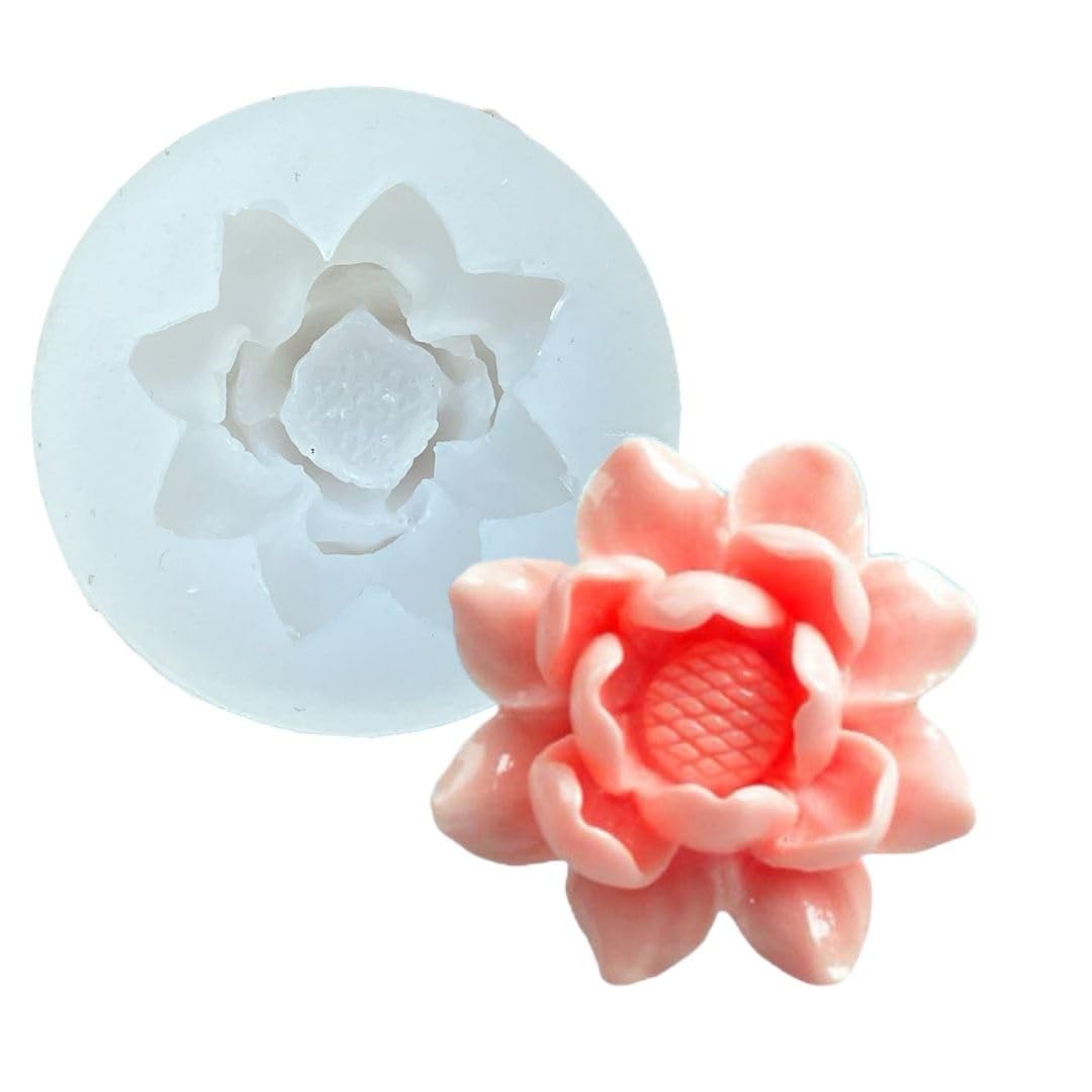 Lotus Flower Shape Silicone Mold 3D for Candle Making Flower Mould for Resin Art and Craft Chocolate Cake DIY