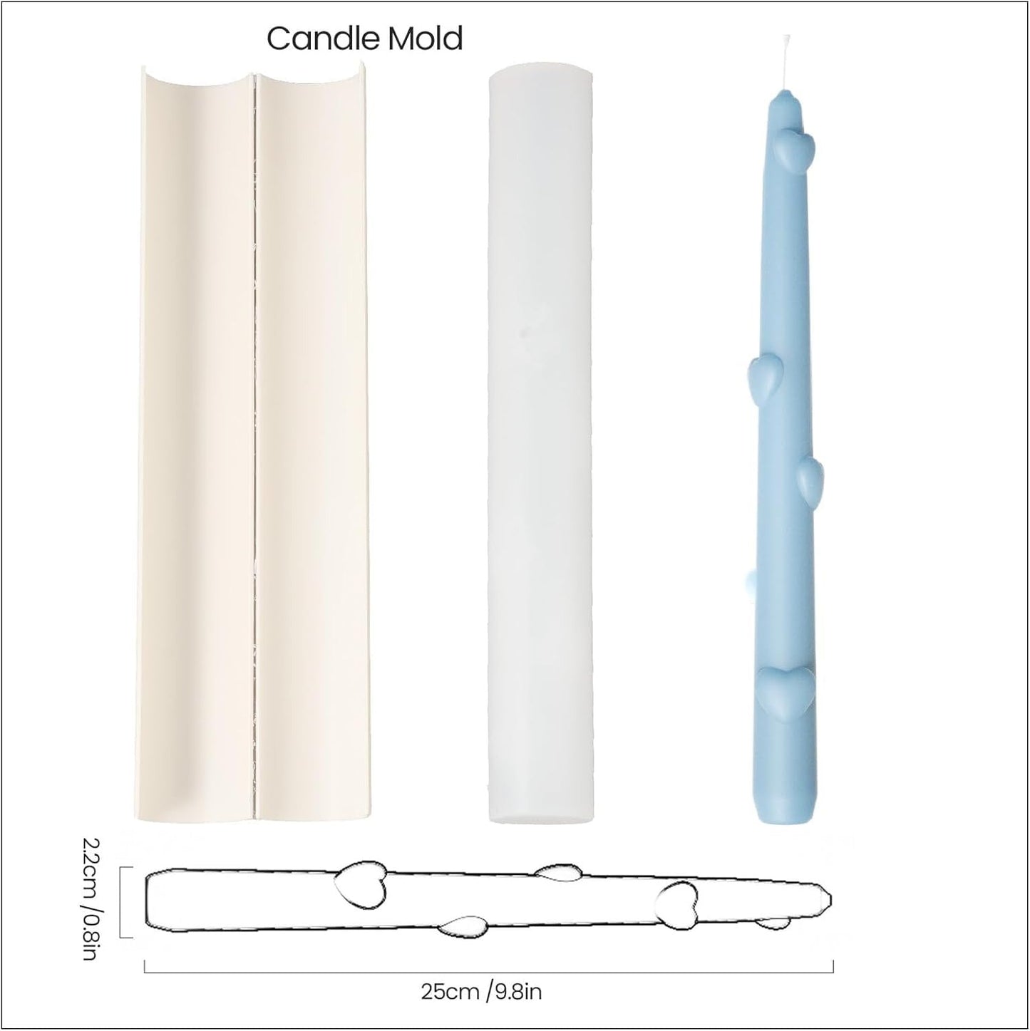 Heart Cylinder Stick Candle Silicone Mould 5242 | Bloom Creations India