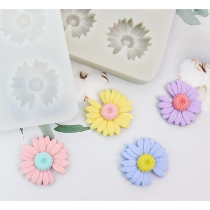 Bloom Creations Daisy Flower Silicone Mold for Cake Decorating, 6-Cavity Fondant Mould for Chocolate, Resin Art, Clay Crafts, Soap Making, DIY Baking Tools, Non-Stick Gerbera Flower Tray