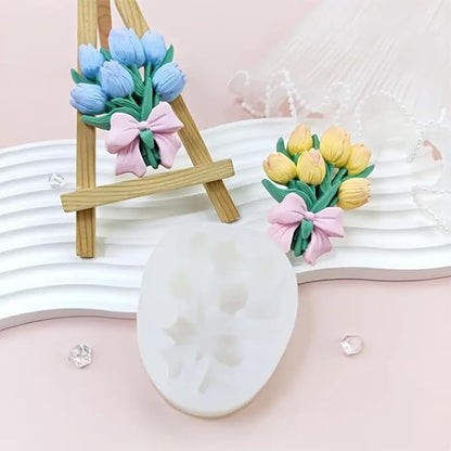 3D Tulip Flower Bouquet Silicone Mold - Floral Mold for Soap, Candle & Resin Art (6cm)