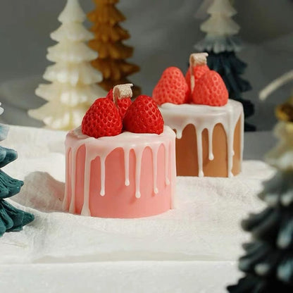 4 Cavity Strawberry Silicone Mold | Realistic Fruit Wax Soap Candle Mold 7x7.3cm