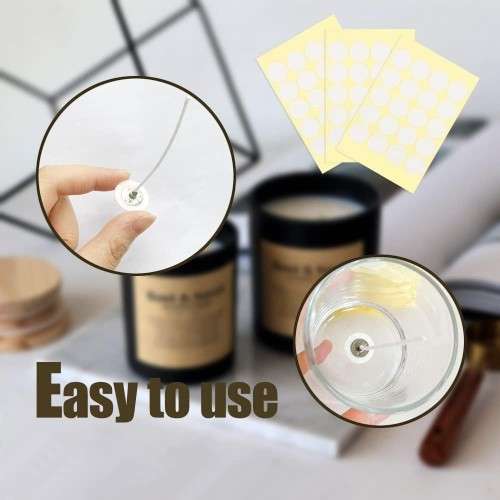 Candle Wick Stickers I for Candle Making I Adhere Steady in Hot Wax Double-Sided Sticky Glue Dots I Centering Stickers I Heat Resistance I Candle Making Supplies (20 X 2 MM, 60)