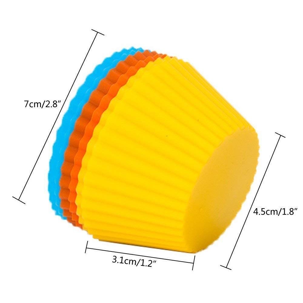 Silicone cupcake mold dimensions - 7cm top, 4.5cm height, 3.1cm base