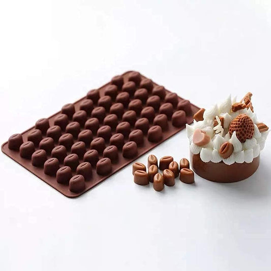 Coffee bean 55-cavity silicone mould for chocolate, candle accents, and cake decoration