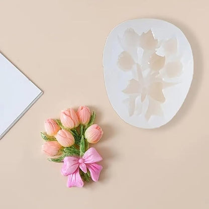 3D Tulip Flower Bouquet Silicone Mold - Floral Mold for Soap, Candle & Resin Art (6cm)