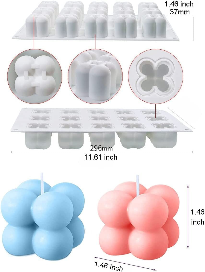 3D bubble cube silicone candle mold — 15 cavity for bubble candles, soap, and desserts