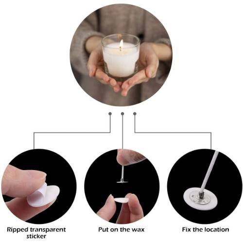 Candle Wick Stickers I for Candle Making I Adhere Steady in Hot Wax Double-Sided Sticky Glue Dots I Centering Stickers I Heat Resistance I Candle Making Supplies (20 X 2 MM, 60)