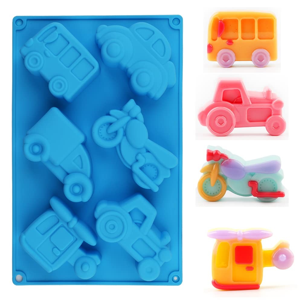 Bloom Creations Silicone Vehicle Mold for Cake, Chocolate, Jelly, Ice Cubes & Soap Making | Food-Grade Non-Stick Blue Mould for Kids' Parties & DIY Crafts | Durable & Flexible Baking Accessory