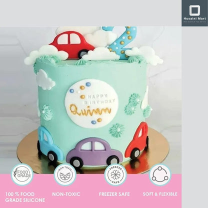 Children's Transport Silicone Cake Mould | Bus, Car, Bicycle & Trolley Fondant Mould