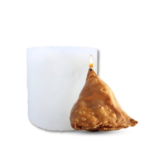 Samosa candle mould listing image showing finished candle output