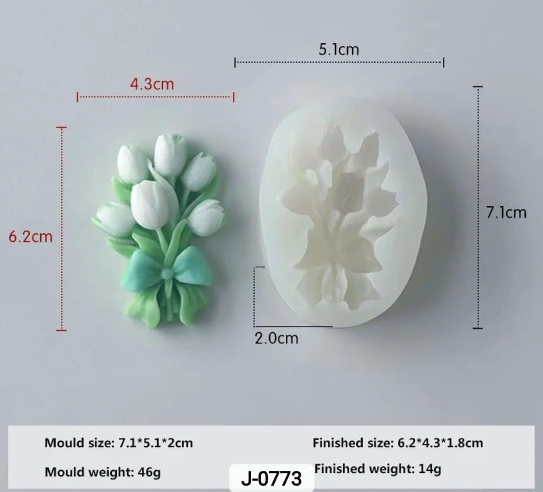 3D Tulip Flower Bouquet Silicone Mold - Floral Mold for Soap, Candle & Resin Art (6cm)