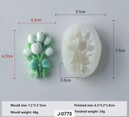 3D Tulip Flower Bouquet Silicone Mold - Floral Mold for Soap, Candle & Resin Art (6cm)