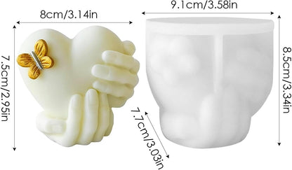 Hands Holding Heart Silicone Mould — size reference | Bloom Creations India