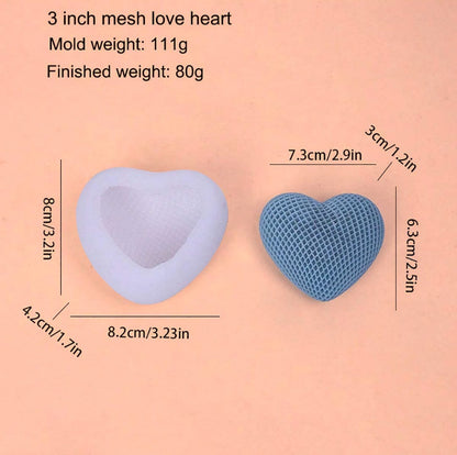 3D Woven Love Heart Silicone Mould | Mousse Cake, Candle & Chocolate Mould | A, B, C
