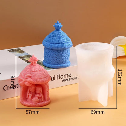 Nativity scene house silicone mold for festive Christmas candles and decor