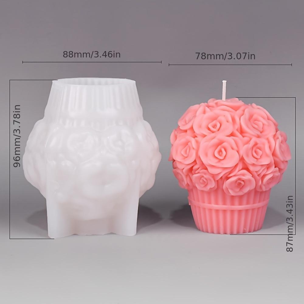 DIY rose pillar bouquet silicone candle mold for wedding aroma gypsum gifts