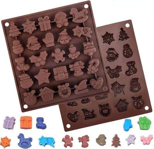 Christmas chocolate silicone mould 25-cavity for festive baking, candy, and candles