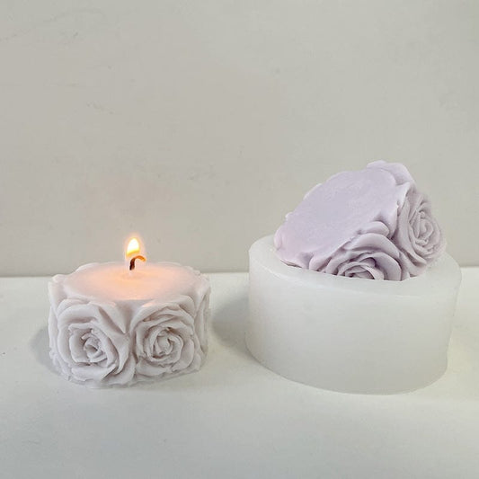 3D rose flower pillar silicone candle and soap mould for romantic floral candles