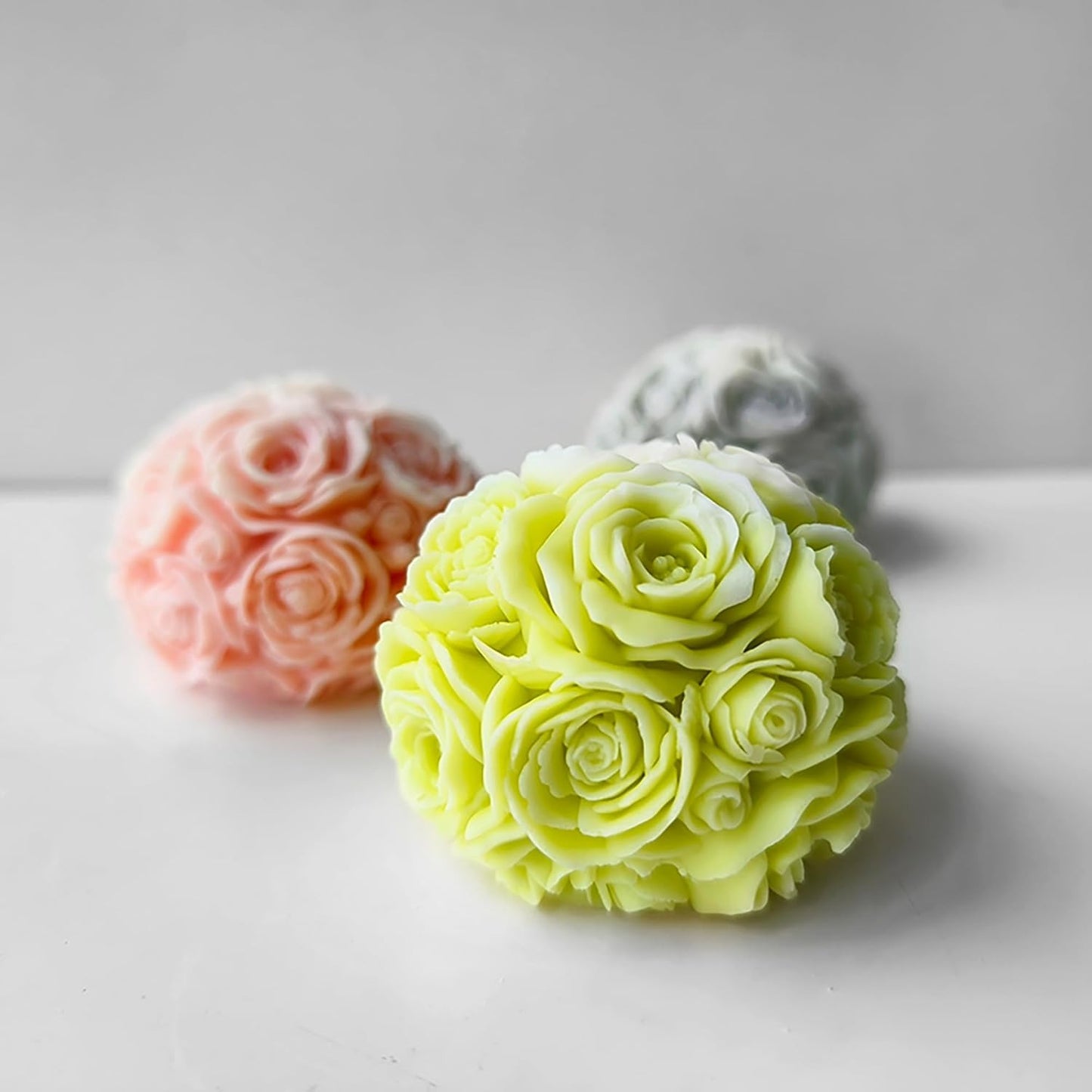 Rose Ball Mold Rose Candle Mold 3D Round Flower Mold Peony Resin Casting Mold Resin Making Molds Silicone Mold for Candle Home Decorate Mold
