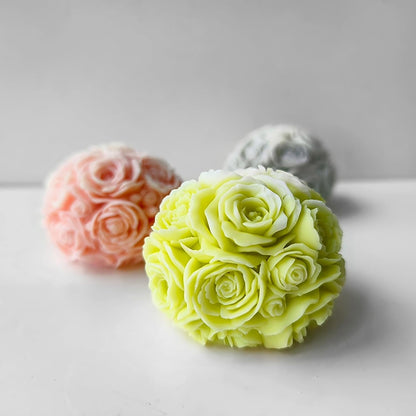 Rose Ball Mold Rose Candle Mold 3D Round Flower Mold Peony Resin Casting Mold Resin Making Molds Silicone Mold for Candle Home Decorate Mold