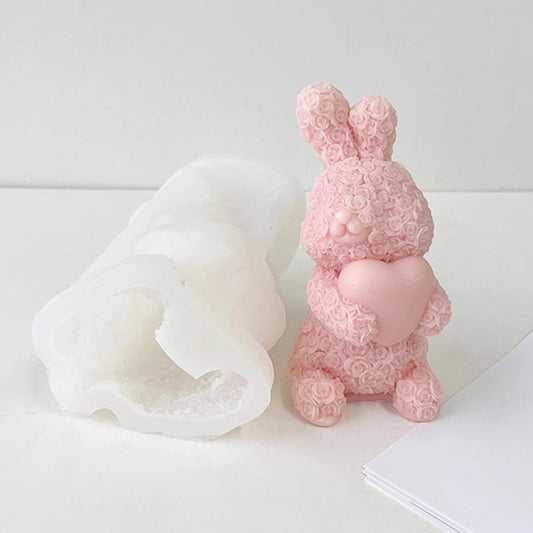 3D rose rabbit silicone mold